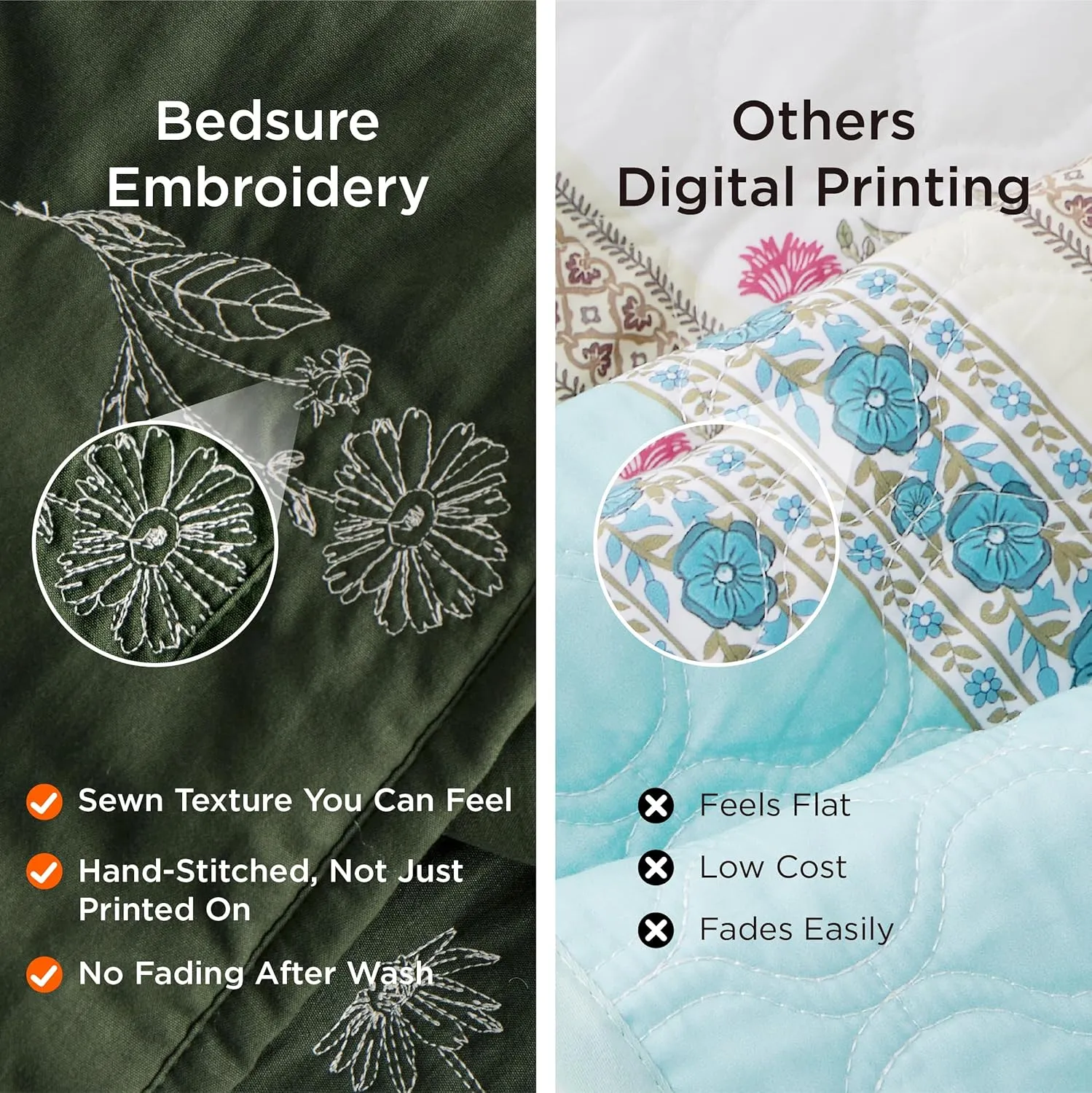 Bedsure Botanical Floral Quilt King Size for Modern Farmhouse Decor, Luxurious Summer Bedding Set, Super Soft Bedspread King Size, Lightweight Comforter with 2 Pillow Shams, Olive Green, 106x96 Inch