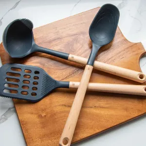 Beechwood & Nylon 3 Piece Kitchen Utensil Set