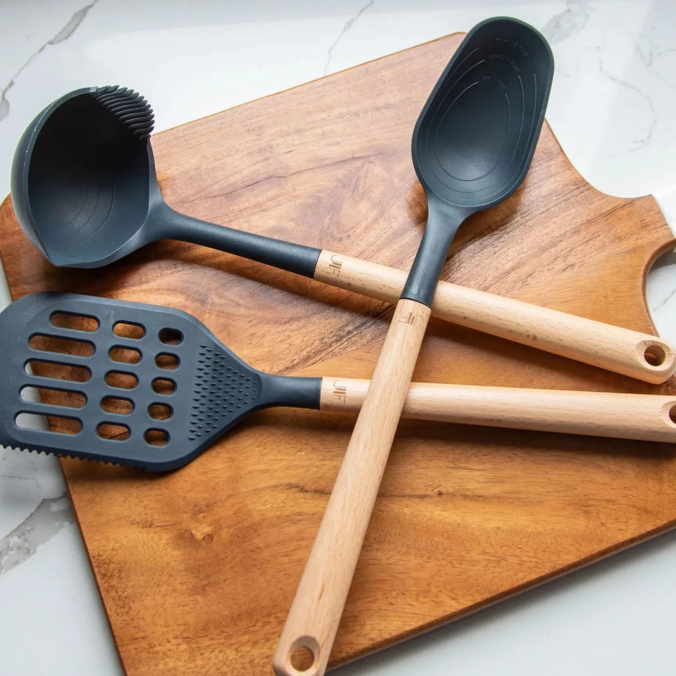 Beechwood & Nylon 3 Piece Kitchen Utensil Set