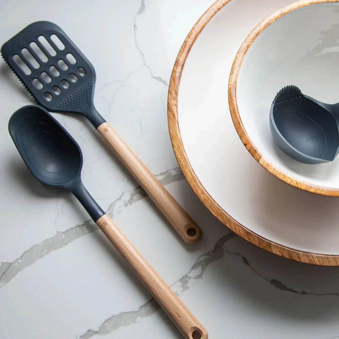 Beechwood & Nylon 3 Piece Kitchen Utensil Set