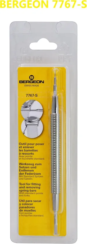 Bergeon 7767-S Watch Spring Bar Tool - Long Stainless Steel Handle with Replaceable Screw in Fine Strong Tool End