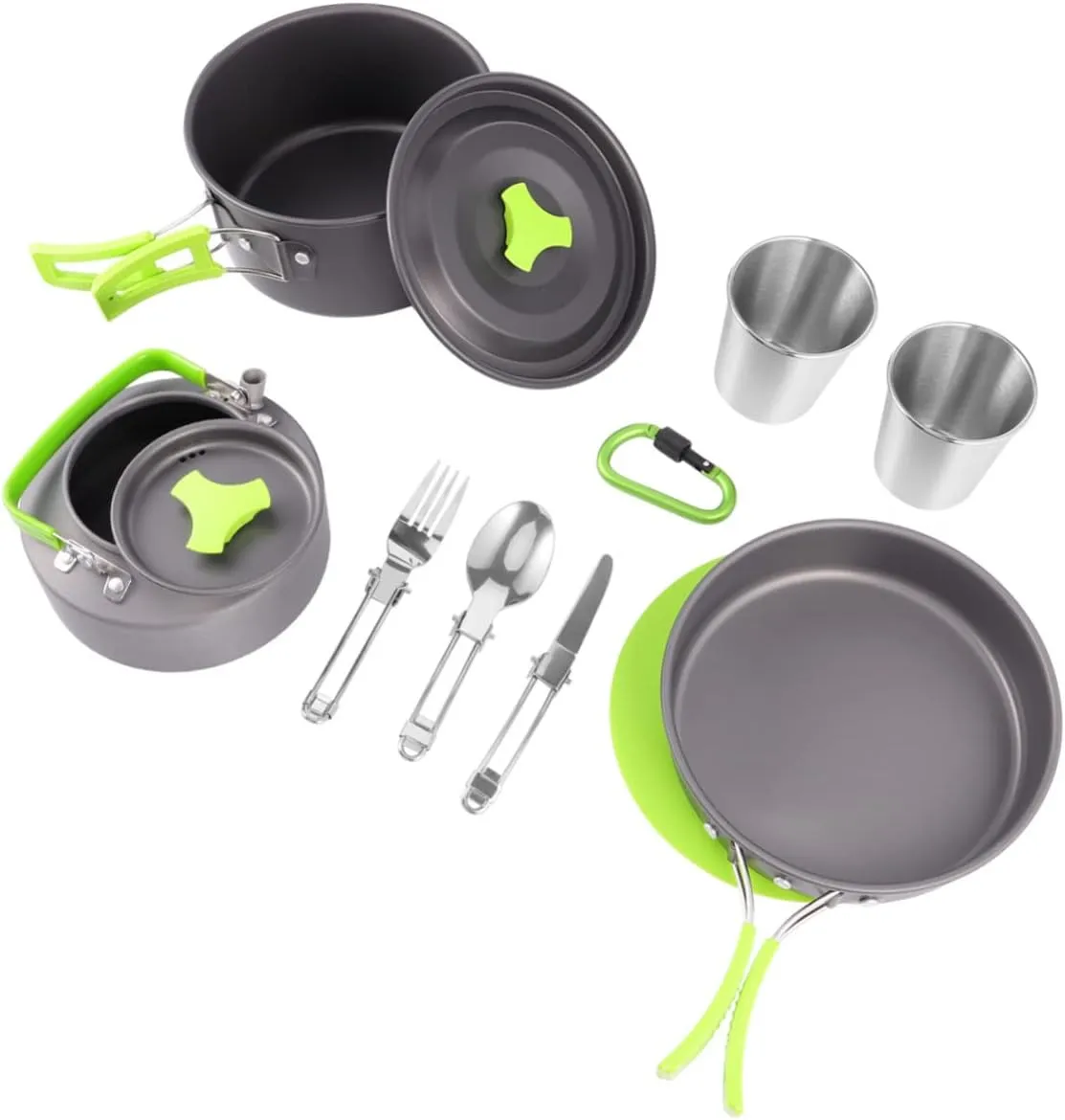 BESPORTBLE 12-Piece Camping Cookware Portable Pot Set Aluminum Frying Pan Cooking Tools for Outdoor Adventures