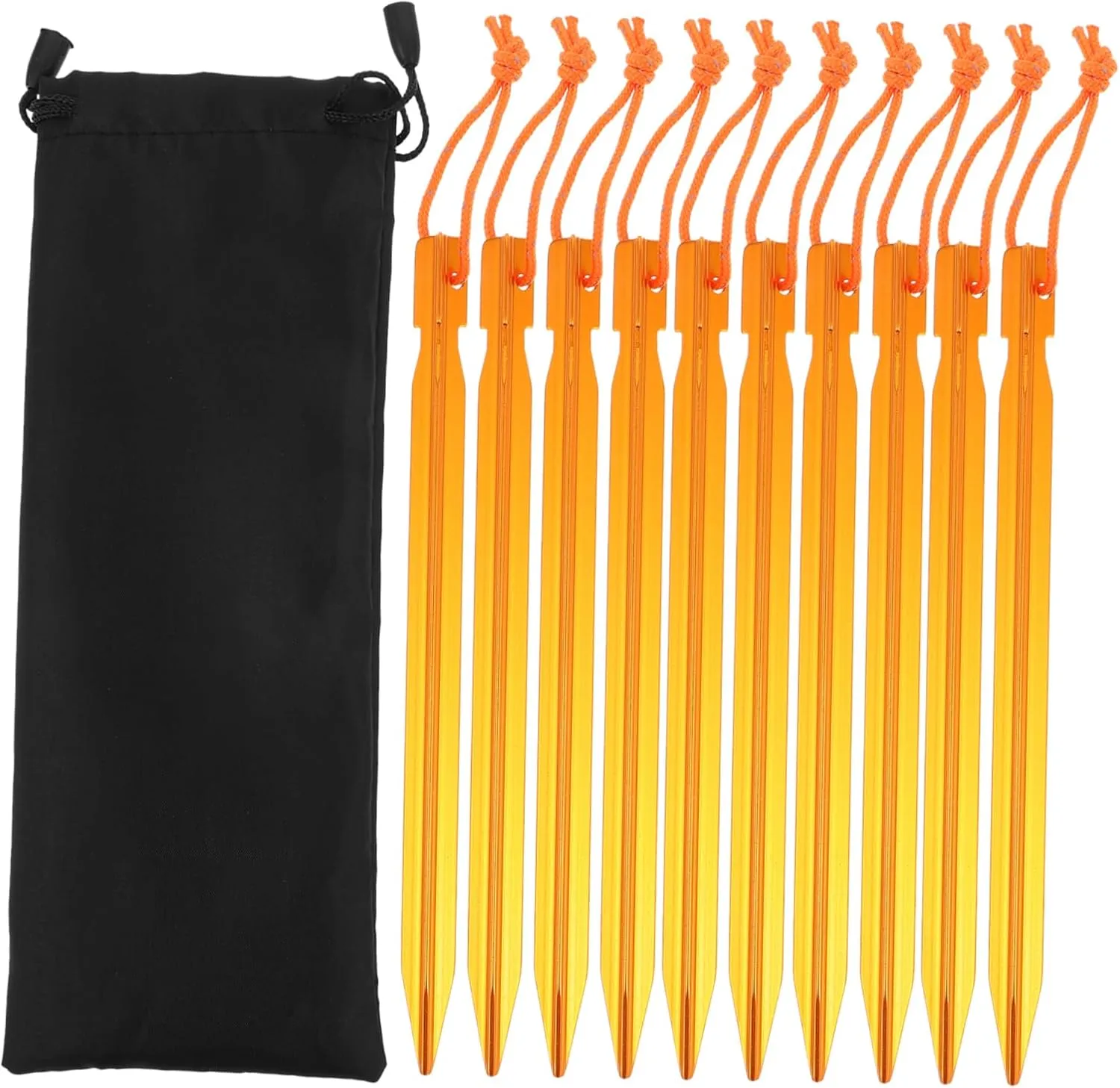 BESPORTBLE 15pc Tent Stakes with Rope Aluminum Alloy Ground Pegs Reinforced Metal Stakes for Windproof Camping and Hiking