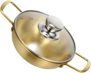 BESPORTBLE Stainless Steel Korean Ramen Cooking Pot with Glass Lid Induction Gas Stove Compatible for Noodles Soup Porridge Camping and Outdoor Use