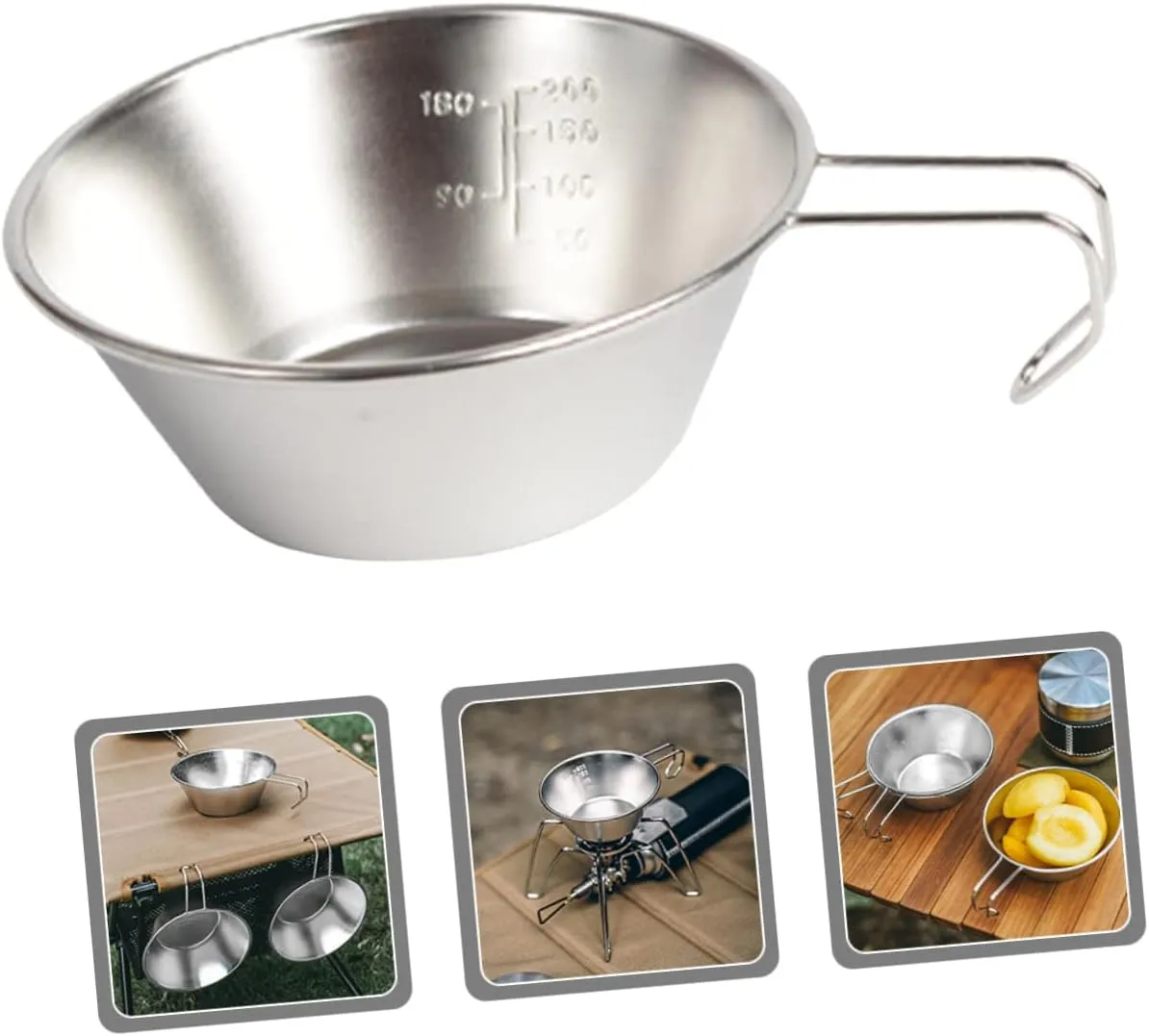 BESPORTBLE Stainless Steel Salad Bowl Cups Water Portable Outdoor Camping Foldable Bowl Camping Mug Camping