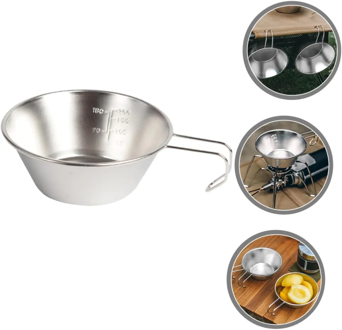 BESPORTBLE Stainless Steel Salad Bowl Cups Water Portable Outdoor Camping Foldable Bowl Camping Mug Camping