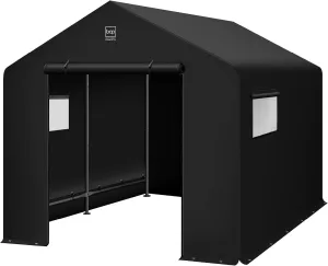 Best Choice Products 10x8ft Outdoor Storage Shed, Carport, Canopy Shelter, Dual Doors & Windows, Metal Frame, Weather-Resistant, Perfect for Storing Motorcycle, Bike, Garden Tools – Black