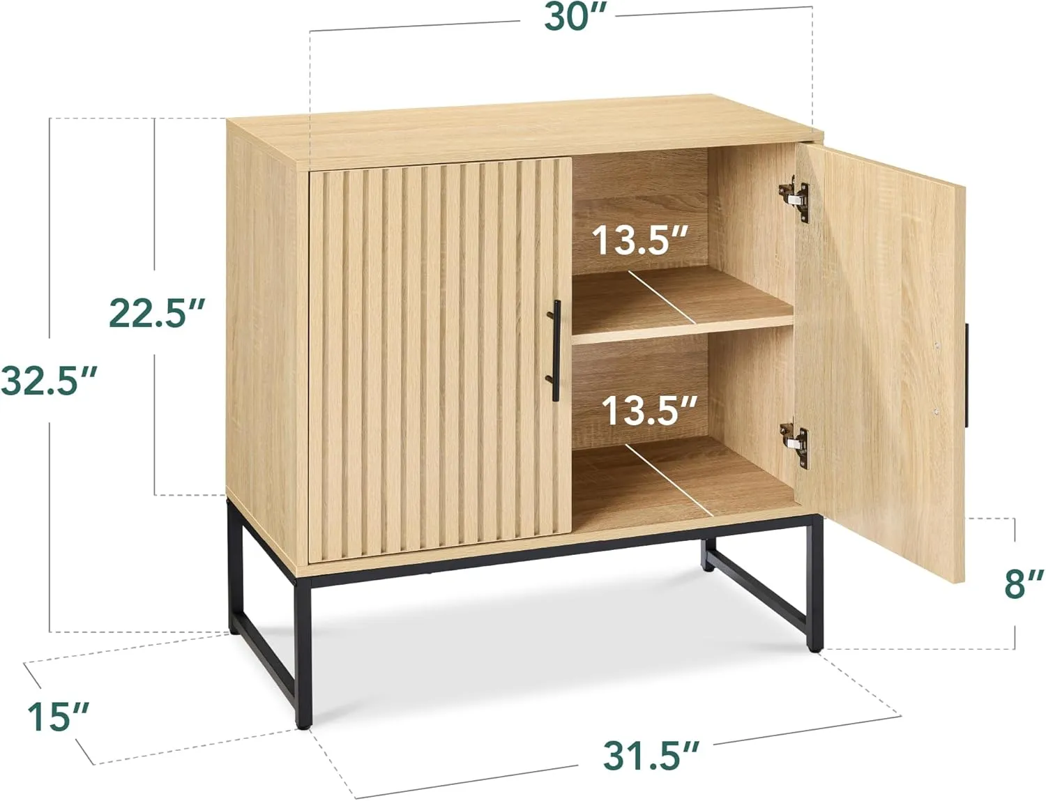 Best Choice Products Slatted Sideboard Buffet Cabinet, Entryway Table, Accent Storage Cabinet, Console Table for Hallway, Living Room, Dining Room – Natural Oak