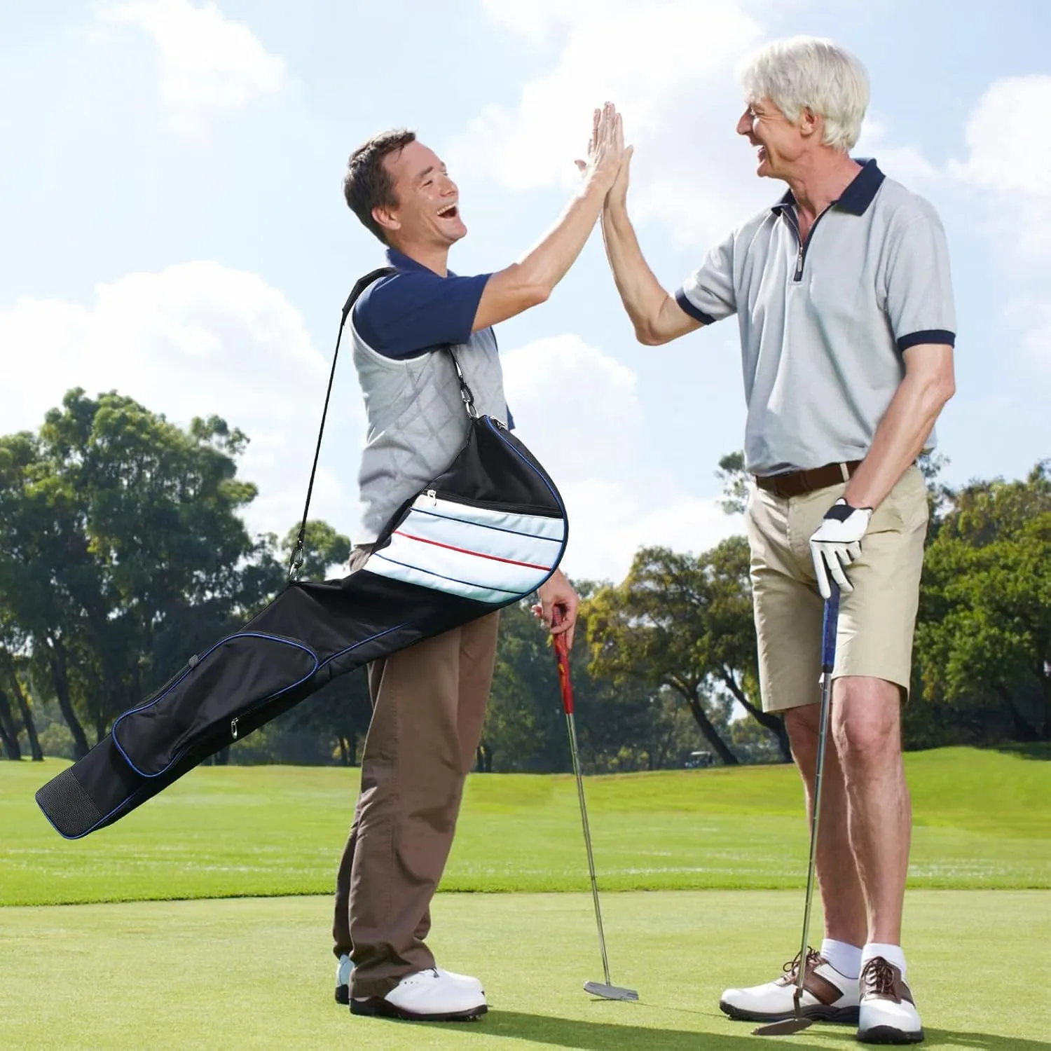 Big Teeth Golf Sunday Bag, Small Golf Bag Lightweight, Par 3 Golf Bag for A Few Clubs Driving Range, Practice with Carry Shoulder Strap Foldable Multi-Colour