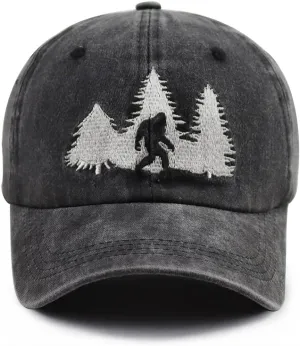 Bigfoot Hats for Men Women, Funny Adjustable Cotton Embroidered Sasquatch Baseball Cap