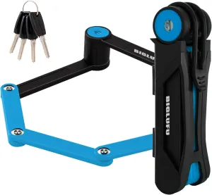 BIGLUFU Bike Lock Bicycle Scooter Motorcycle Folding Locks with 4Keys, Fold Chain Heavy Duty Alloy Steel Foldable Lock with Mounting Bracket 2pc Straps, 86cm/34 Unfolding, 1.92 lbs