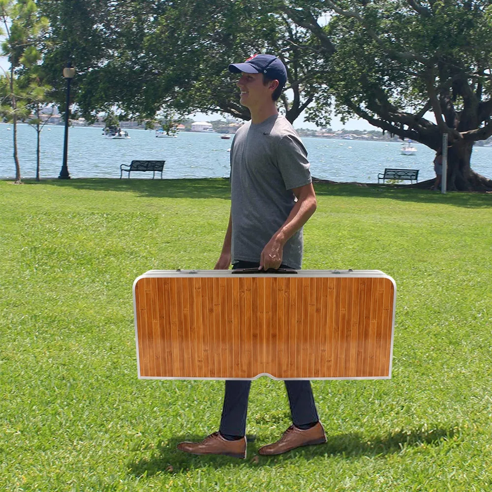 BIGTREE Portable Foldable Camping Picnic Table with Seats Chairs and Umbrella Hole Wood