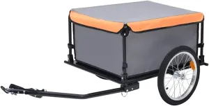 Bike Trailer Multi-Purpose Load Capacity 143.3 lb, Foldable and Removable with Weather-Resistant Cover, Gray and Orange
