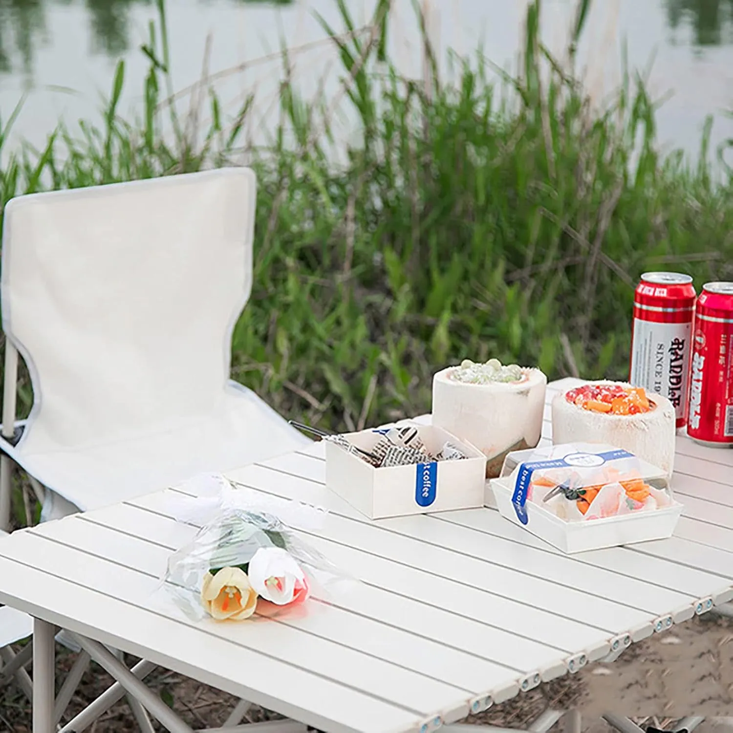 BK&MF Aluminum Folding Camping Table,Portable Ultralight Outdoor Picnic Camping Table Compact Roll-up Table with Carry Bag for Camping Picnic Beach,A,95x55x50cm(37x22x20inch)