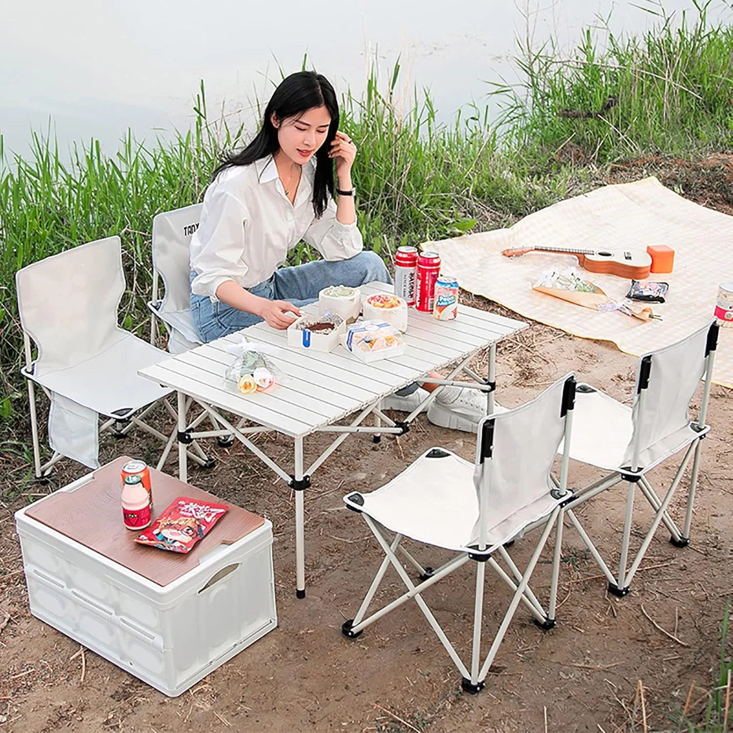 BK&MF Aluminum Folding Camping Table,Portable Ultralight Outdoor Picnic Camping Table Compact Roll-up Table with Carry Bag for Camping Picnic Beach,A,95x55x50cm(37x22x20inch)
