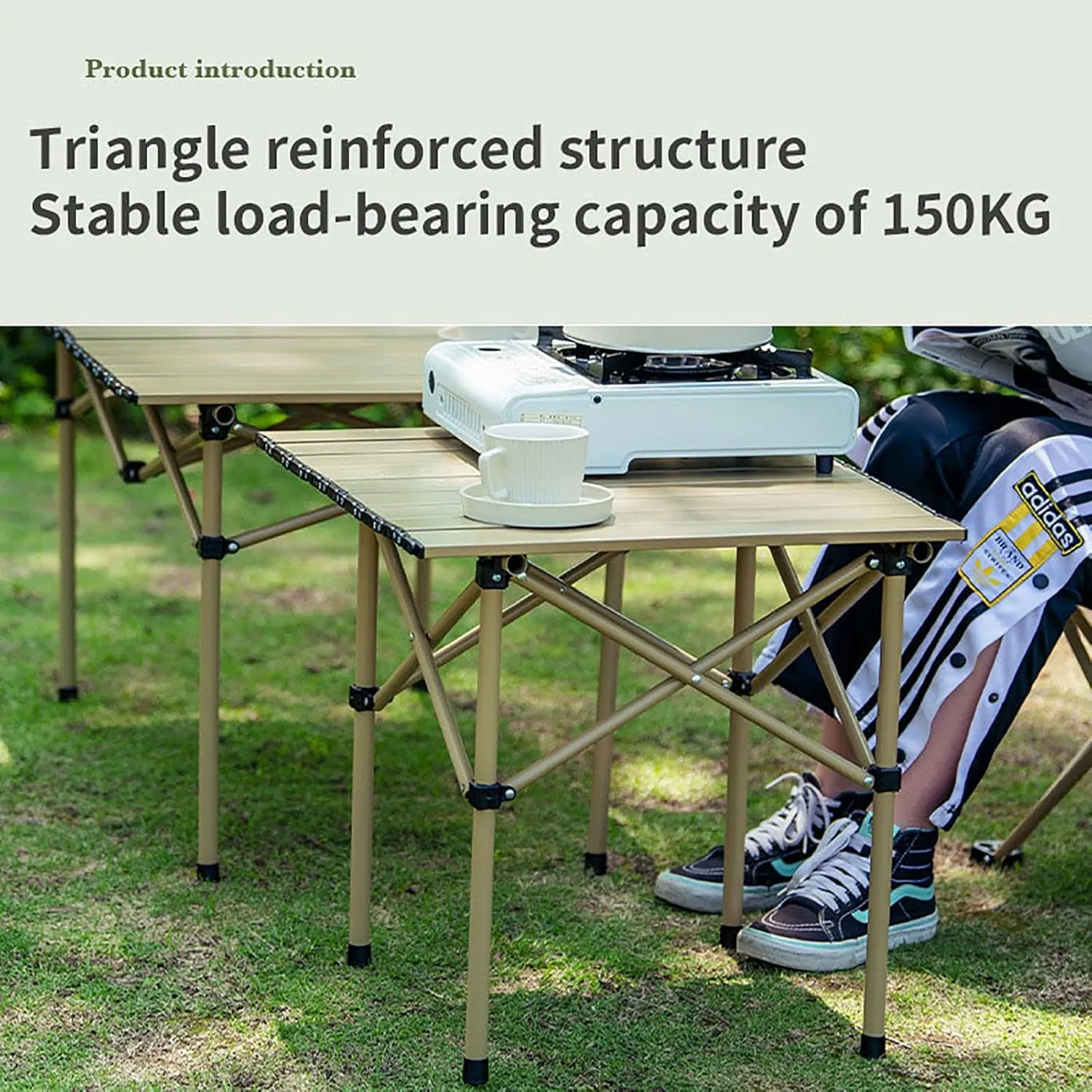 BK&MF Outdoor Portable Folding Table,Ultralight Aluminum Camping Table Picnic Roll-up Table Side Table Compact with Carry Bag for Outdoor Cooking,A,53x51x50cm(21x20x20inch)
