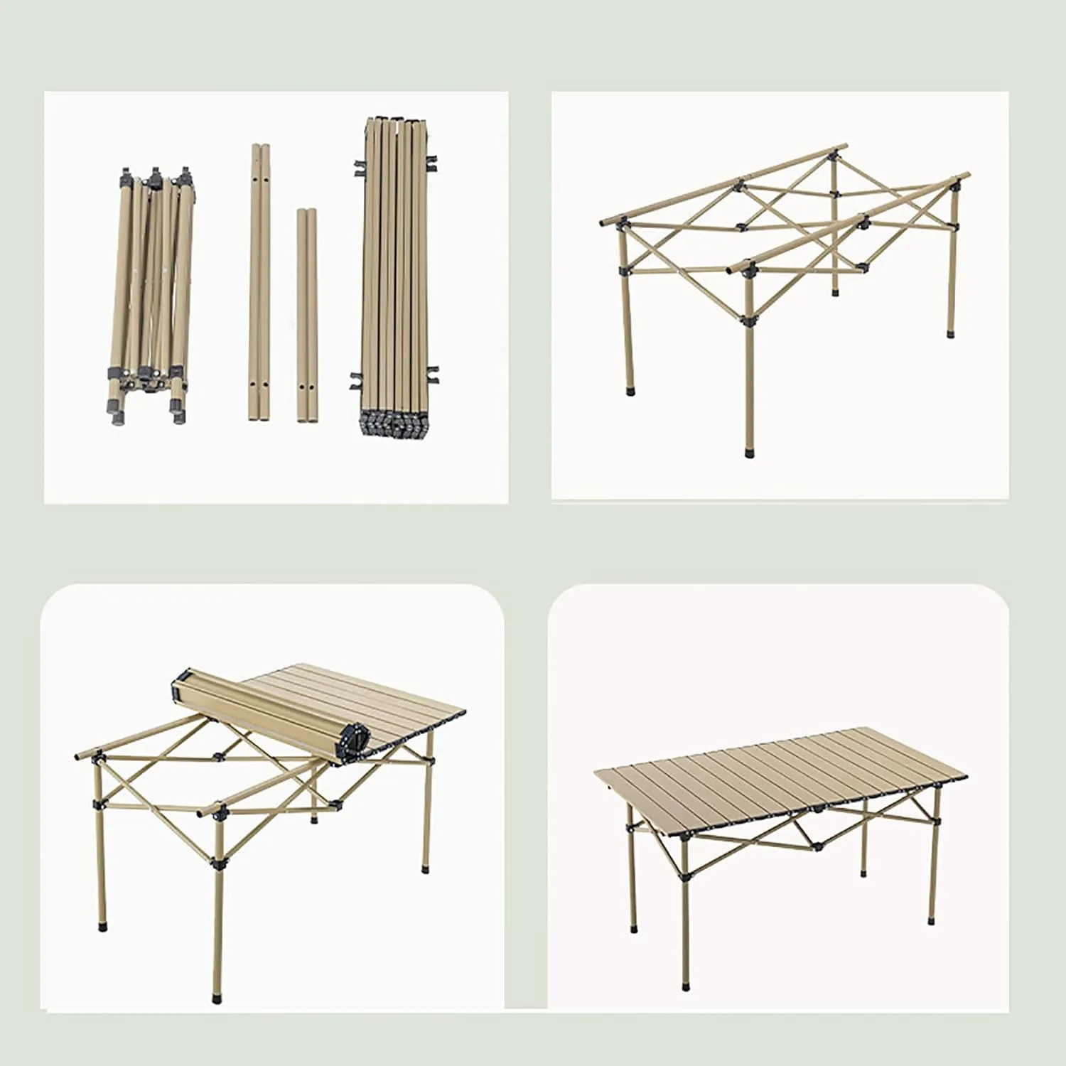 BK&MF Outdoor Portable Folding Table,Ultralight Aluminum Camping Table Picnic Roll-up Table Side Table Compact with Carry Bag for Outdoor Cooking,A,53x51x50cm(21x20x20inch)