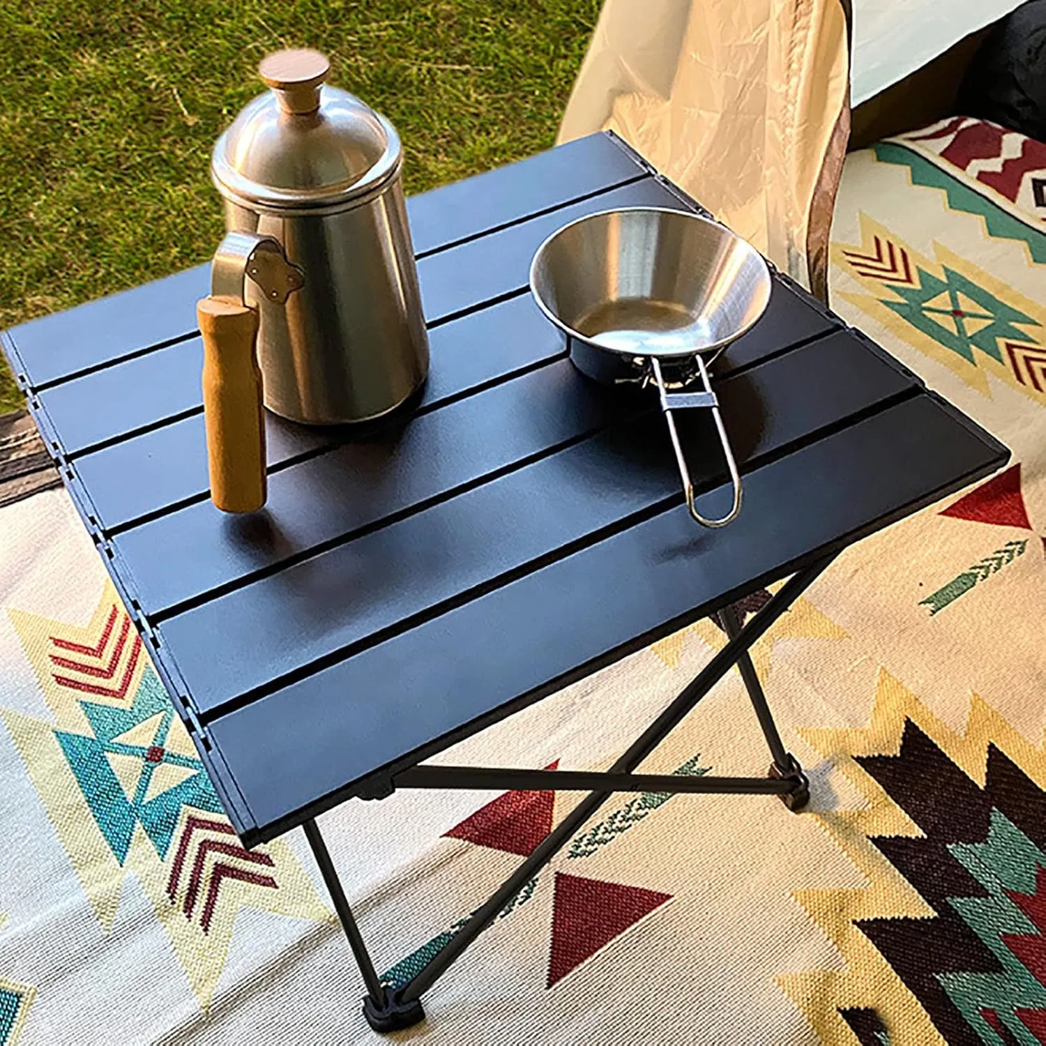 BK&MF Portable Outdoor Camping Folding Table,Ultralight Aluminum Beach Table Compact Travel Table Roll-up Table with Carry Bag for BBQ, Party, Camping,A,56x40x40cm(22x16x16inch)