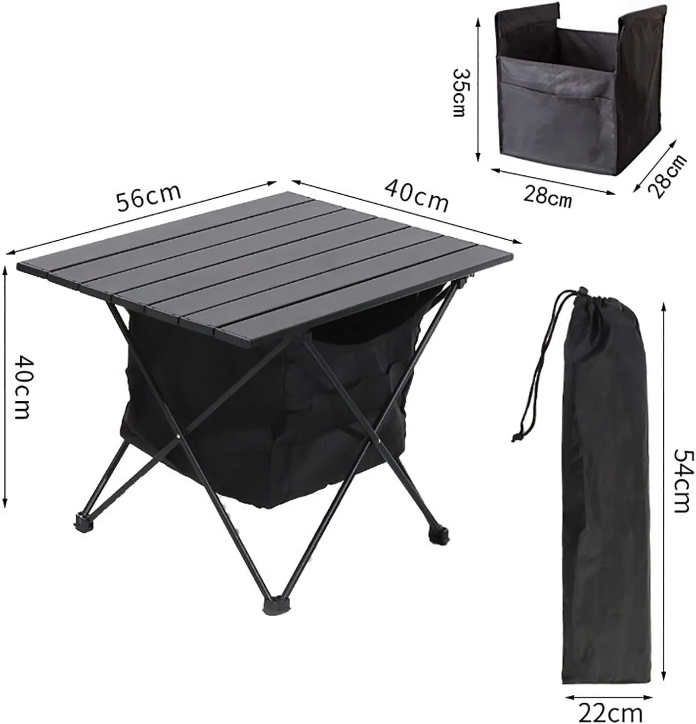BK&MF Portable Outdoor Camping Folding Table,Ultralight Aluminum Beach Table Compact Travel Table Roll-up Table with Carry Bag for BBQ, Party, Camping,A,56x40x40cm(22x16x16inch)