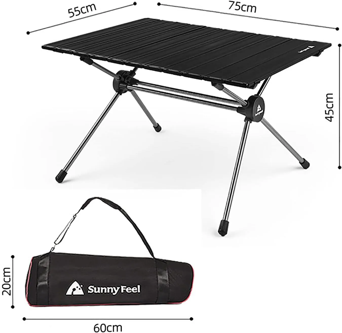 BK&MF Portable Outdoor Camping Table,Ultralight Aluminum Roll-up Compact Table Picnic Camping Table with Carry Bag for BBQ, Party, Camping,A,75x55x45cm(30x22x18inch)