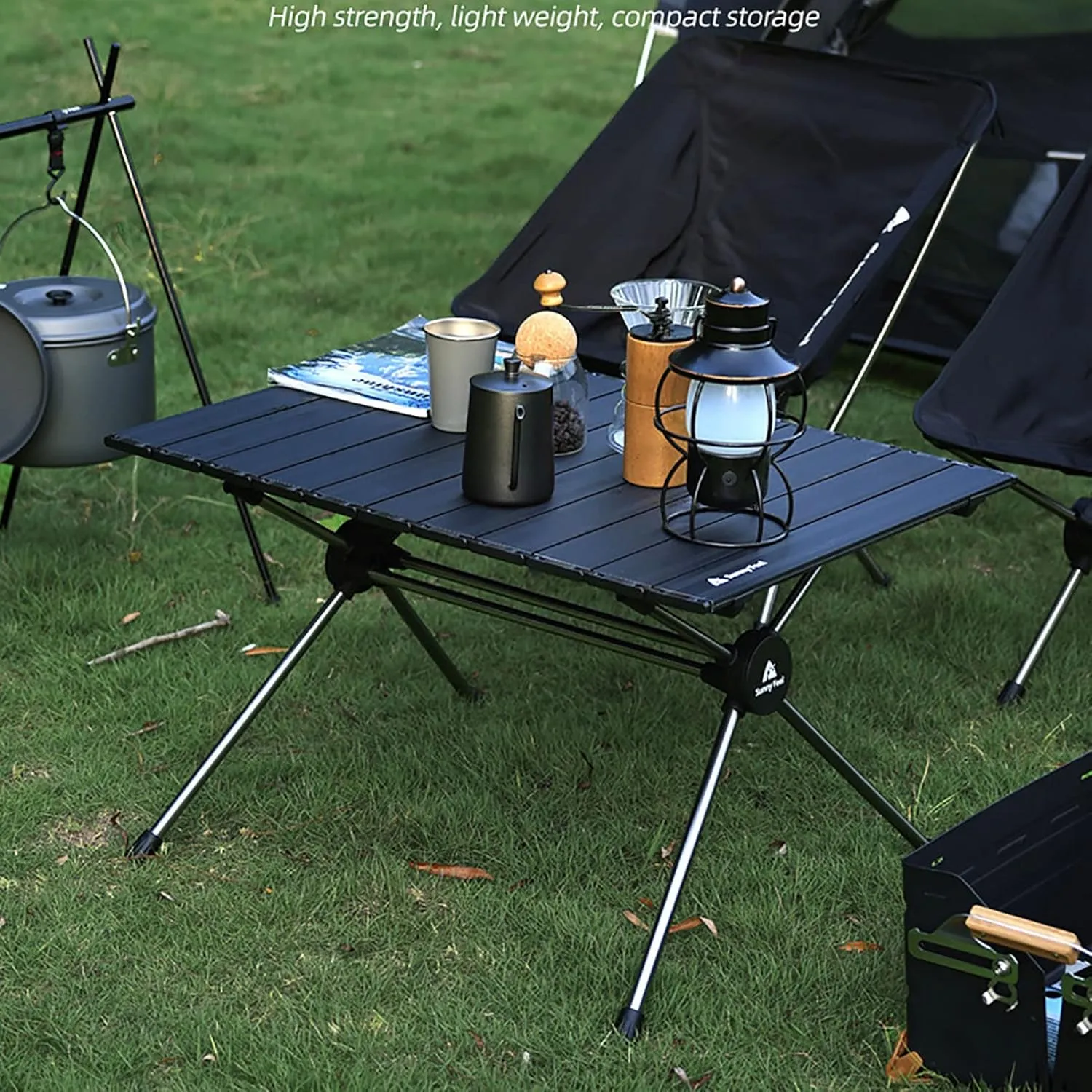 BK&MF Portable Outdoor Camping Table,Ultralight Aluminum Roll-up Compact Table Picnic Camping Table with Carry Bag for BBQ, Party, Camping,A,75x55x45cm(30x22x18inch)