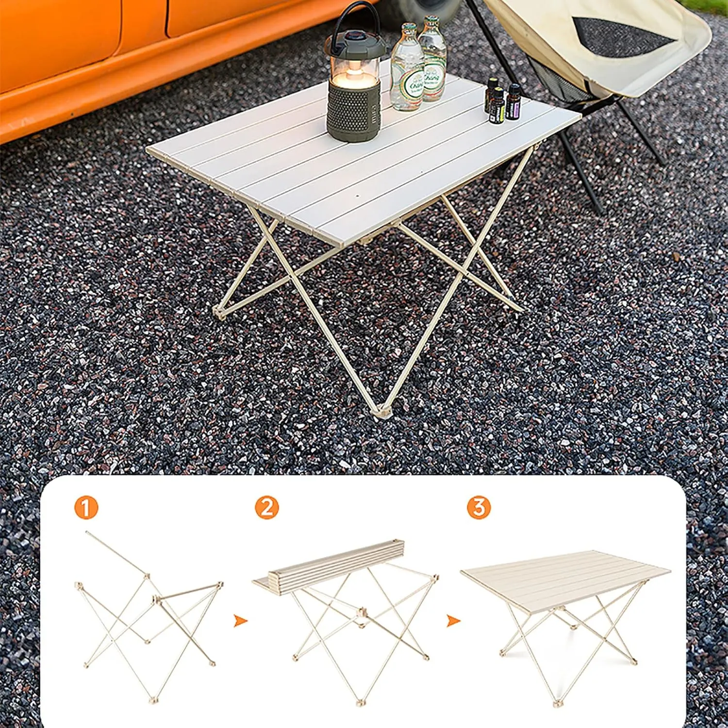 BK&MF Portable Ultralight Aluminum Outdoor Folding Table,Compact Beach Picnic Camping Table with Carry Bag Roll-up Table for Outdoor Cooking,A,40x35x31cm(16x14x12inch)