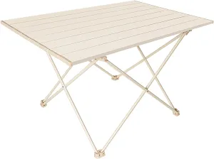 BK&MF Portable Ultralight Aluminum Outdoor Folding Table,Compact Beach Picnic Camping Table with Carry Bag Roll-up Table for Outdoor Cooking,A,40x35x31cm(16x14x12inch)