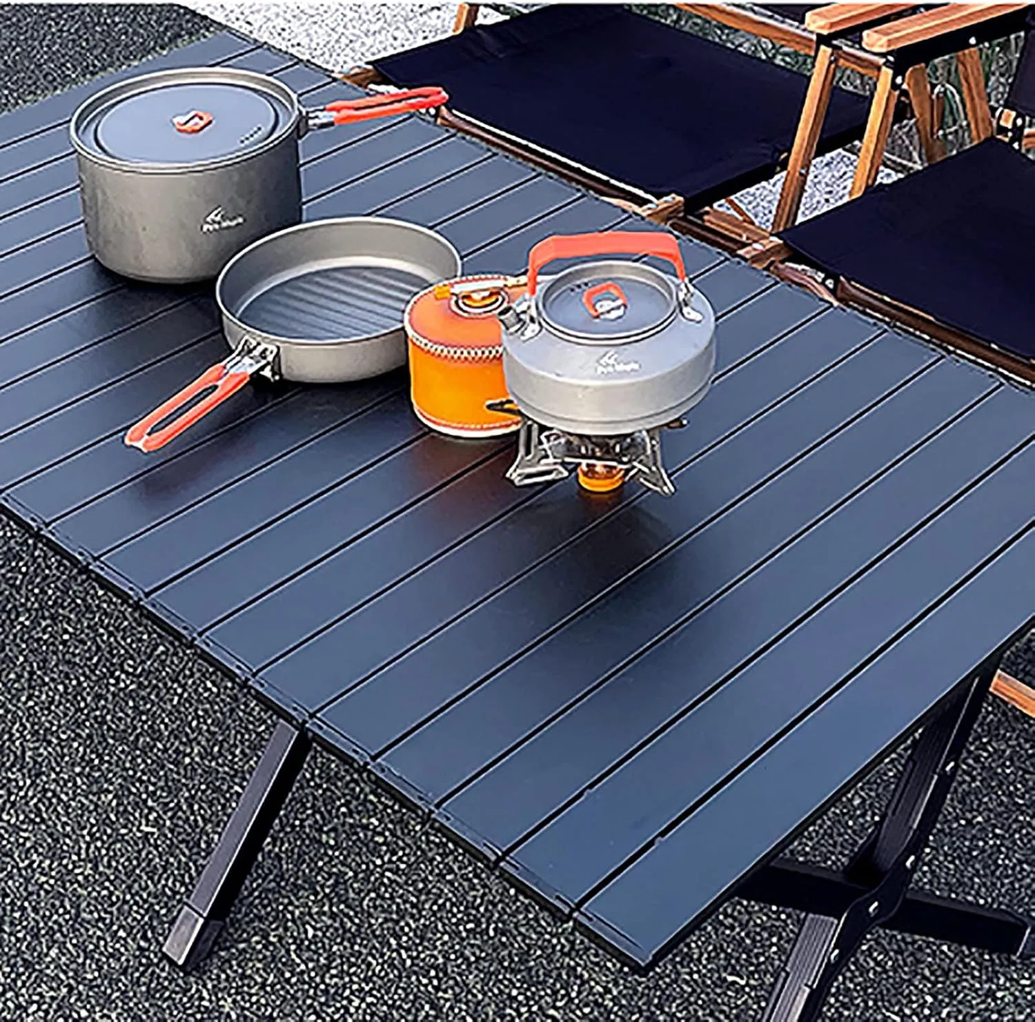BK&MF Ultralight Outdoor Folding Table,Portable Aluminum Beach Picnic Camping Table Compact Roll-up Table with Carry Bag for Beach and BBQ,A,70x60x44cm(28x24x17inch)