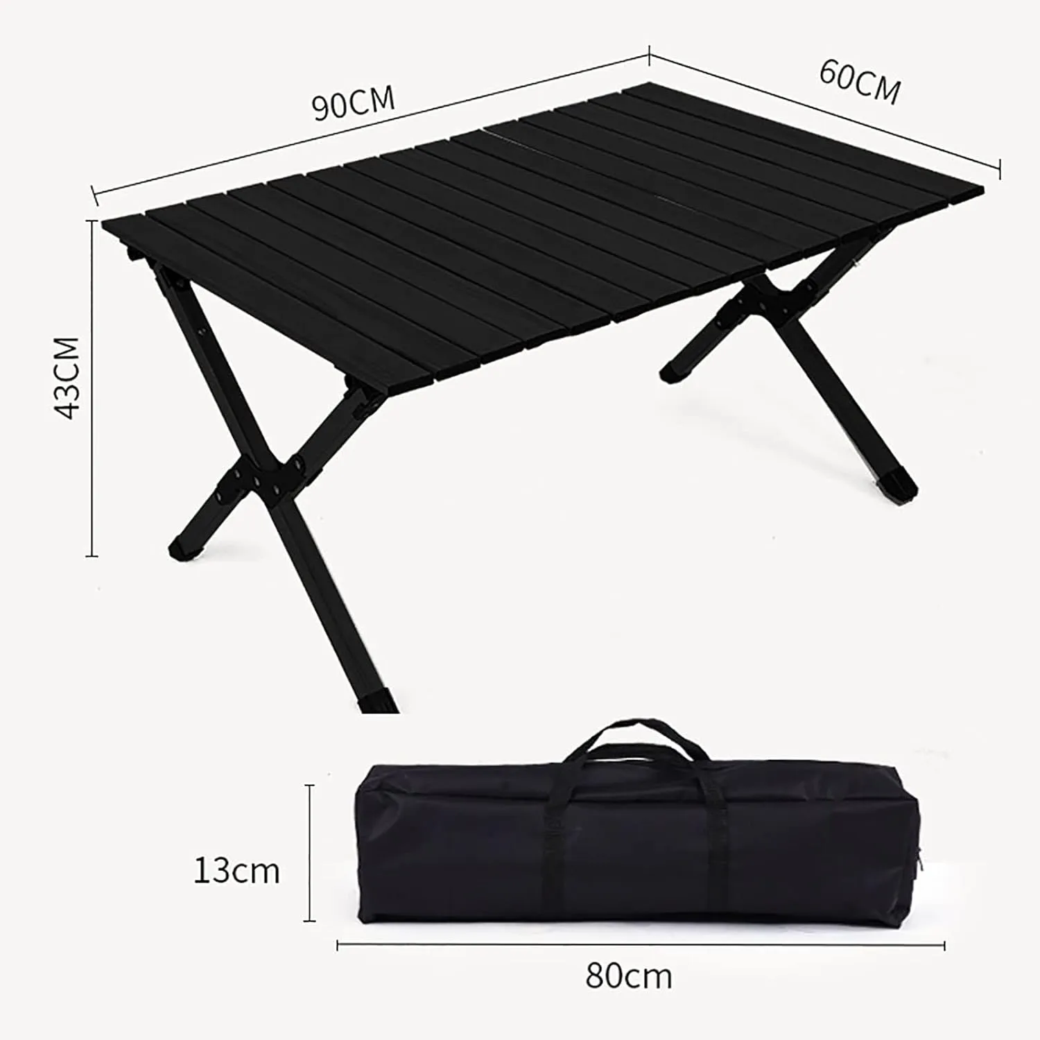 BK&MF Ultralight Outdoor Folding Table,Portable Aluminum Beach Picnic Camping Table Compact Roll-up Table with Carry Bag for Beach and BBQ,A,70x60x44cm(28x24x17inch)
