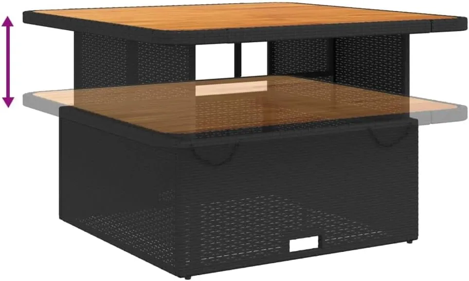 Black and Brown Outdoor Table with Adjustable Armrests, Camping, Dining, Foldable, and Portable Features, Ideal for Kitchen or Living Spaces