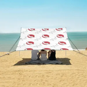 Black White Swordfish Beach Canopy Tent Anti-UV & Wind Resistant, Camping Sun Shelter Easy Setup Portable,Outdoor Shade Tents with Sandbags,Sand Shovels,Ground Pegs & Stability Poles