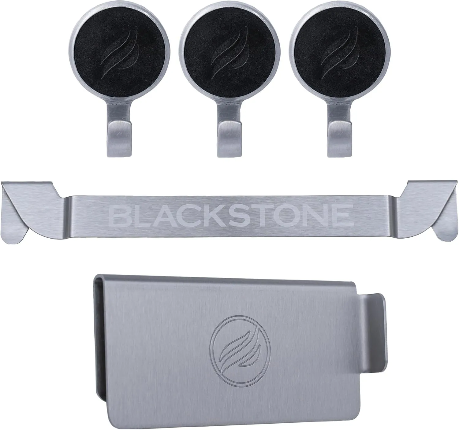 Blackstone 5188 Rear Grease Gate, 3 Magentic Hooks and Tool Holder Combo, Flat Top Griddle Accessories, Stainless Steel Barbeque Cooking Utensil Holder and Grease Guard