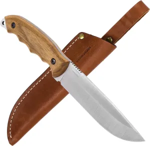 BPS Knives HK6 - Handmade Stainless Steel Knife - Fixed Blade Full Tang Bushcraft Knives - Scandinavian Camping Hunting Knife With Leather Sheath - Utility Outdoor Knives
