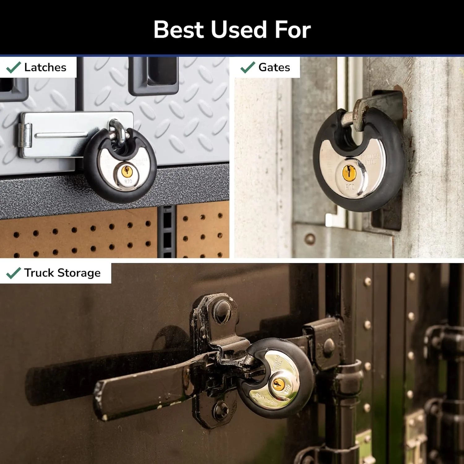 BRINKS Heavy Duty Padlock with Key - 70mm Discus Keyed Lock for Storage Shed, Garage, Storage Lockers, Sliding Doors, Tool Box, and Cabinets, 2 Pack
