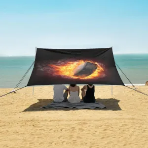 Burning Hockey Puck Fire Flame Beach Camping Tent Sun Shelter for Whole Family, Beach Shade Canopy with UPF50  UV Protection,Easy Set Up and Carry,Outdoor Shade for Trips, Fishing, Backyard Fun