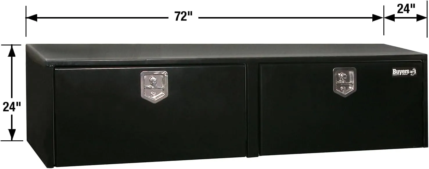 Buyers Products 1704320 Black Steel Underbody Truck Box, 24 x 24 x 72 Inch, Made In The USA, 14 Ga Black Steel Trailer/Truck Bed Tool Box, Weather-Resistant, Locking T-Latch