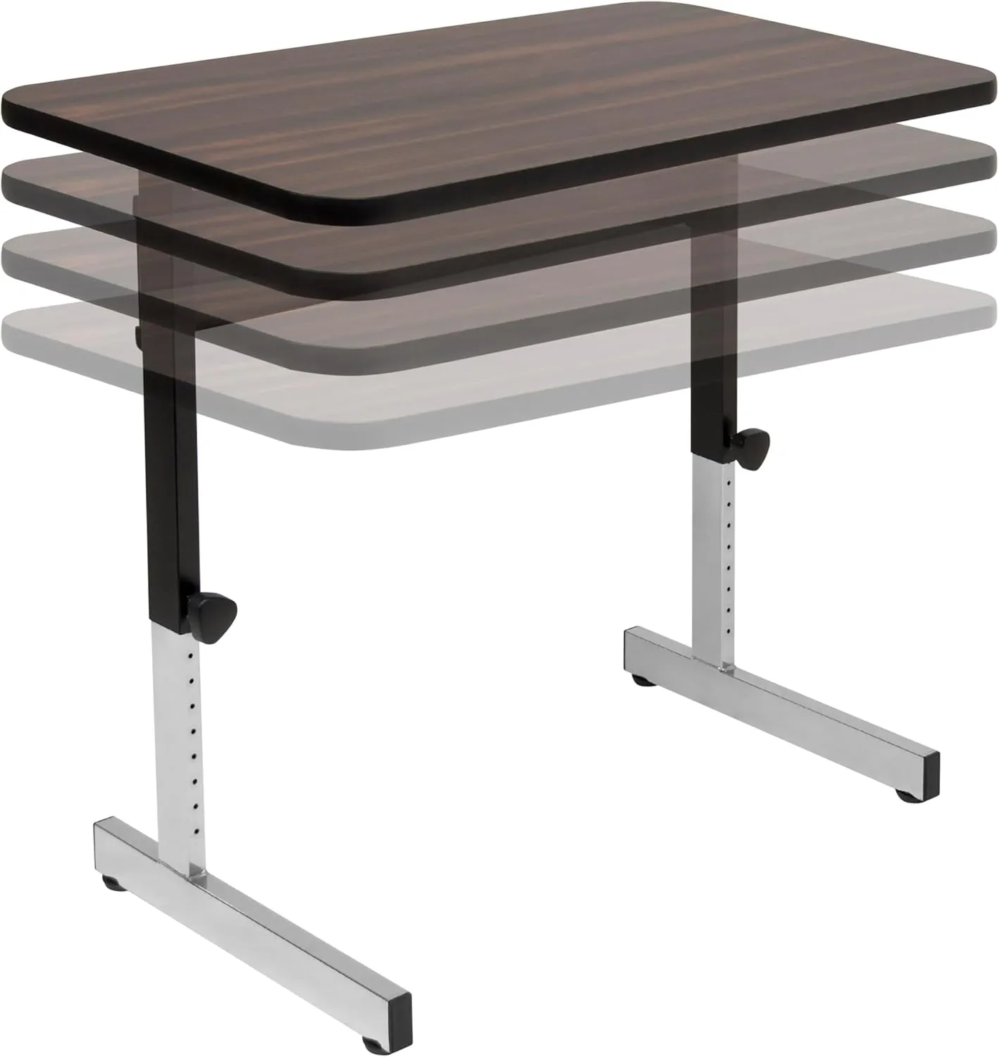 Calico Designs Adapta Desk - Height Adjustable Desk - 23"-33.5" - All-Purpose Standing Table for Home Office, Art, and More - Black/Walnut