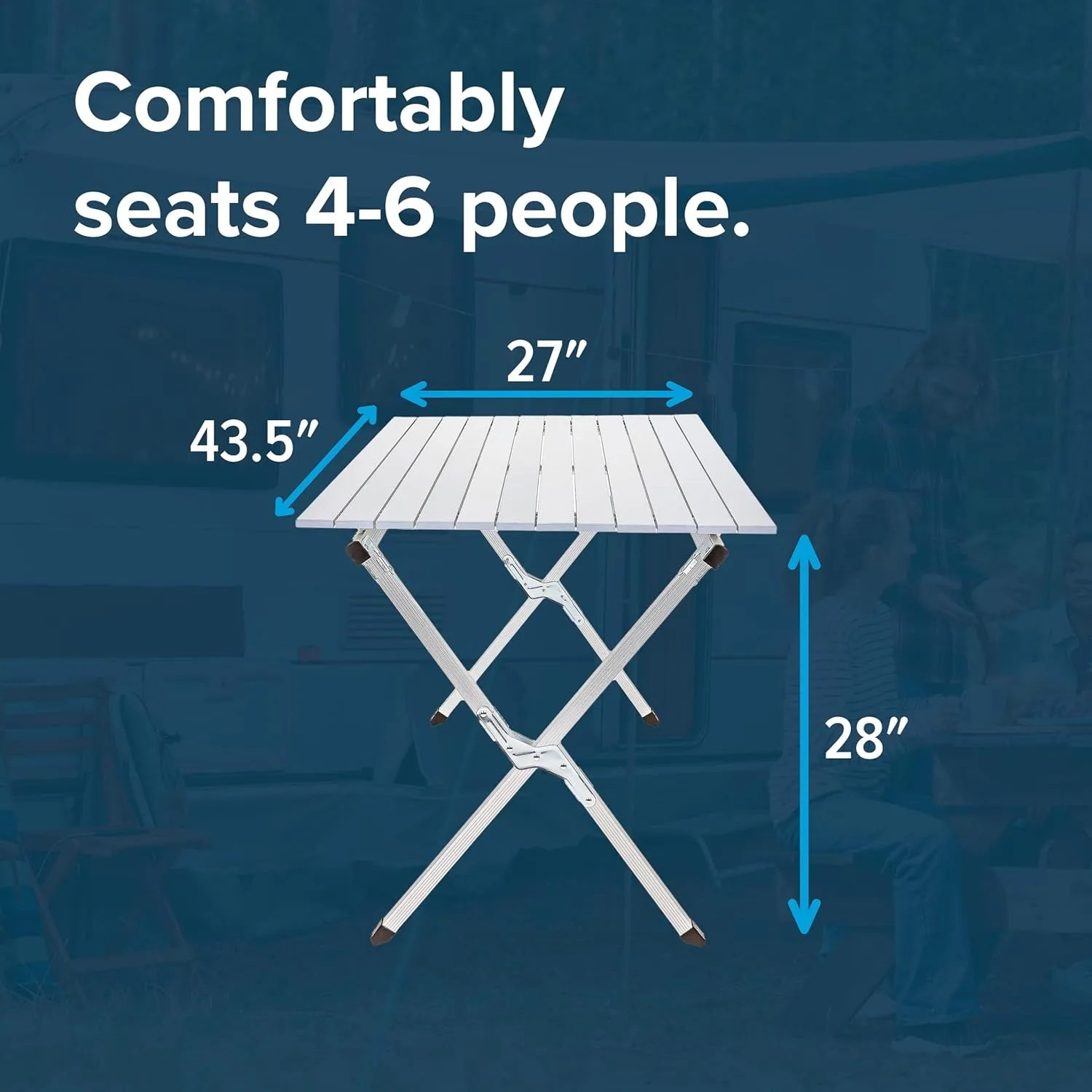 Camco Aluminum Roll-Up Campsite Table with Carrying Bag - Ideal for Tailgating, Camping, The Beach, Parties and More - Lightweight Design and Rust Resistant (51896)