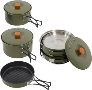 Camp Cooking Set, 3 Pcs Outdoor Camping Cookware 304 Stainless Steel Campfire Cooking Pots with Travel Storage Bag Lightweight Camping Tool