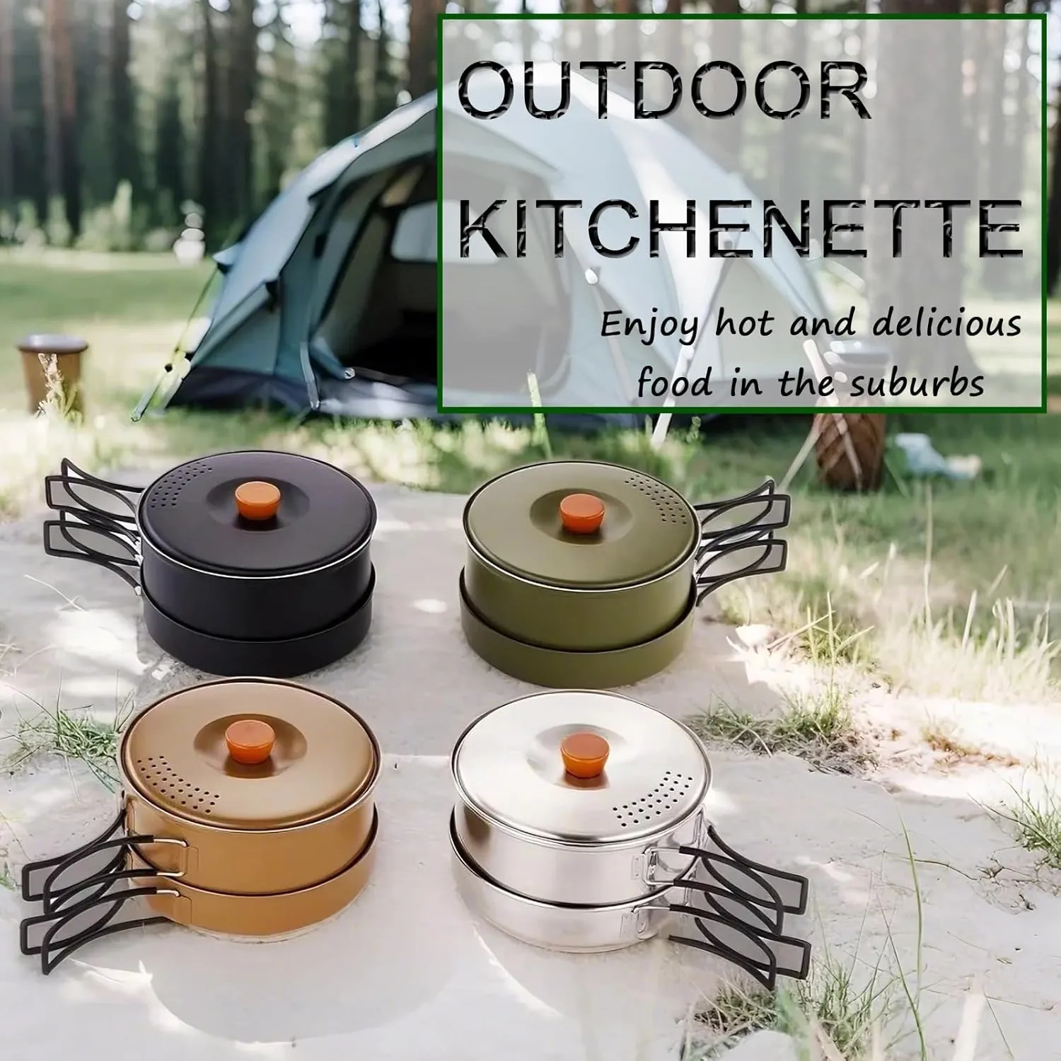Camp Cooking Set, 3 Pcs Outdoor Camping Cookware 304 Stainless Steel Campfire Cooking Pots with Travel Storage Bag Lightweight Camping Tool