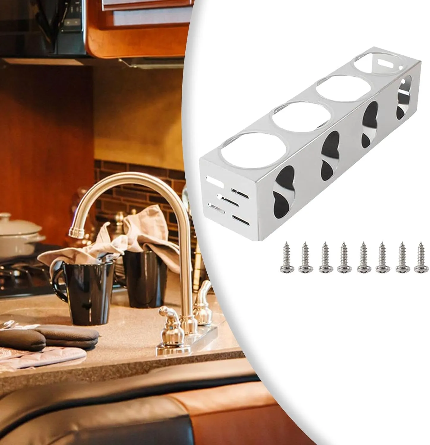 Camp RV Spice Shelf Organizer, Camping RV Trailer Kitchen Seasoning,