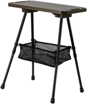 Camp Table Folded Desk Furniture Aluminum Alloy with Mesh Pocket Adjustable Height for Party Tailgating Trips Kitchen Cooking, Dark Green