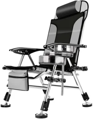 Camping Chairs,Fishing Chair Beach Chair Outdoor Foldable Chair Recliner Portable Multifunction Fishing Chair Applicable to All Terrain/Argento/Light Grey