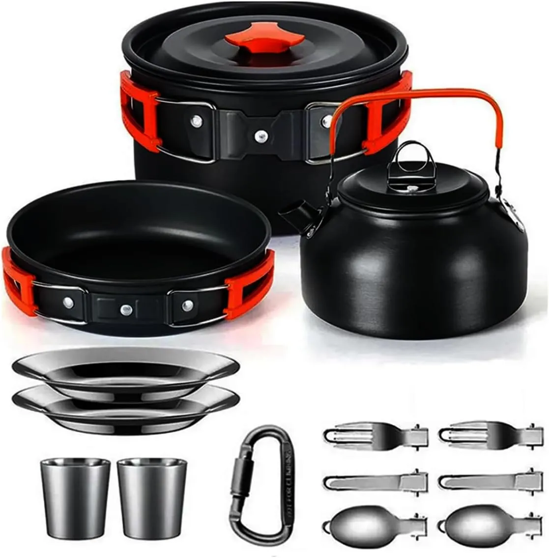 Camping Cooking Set Camping Cookware Travel Tableware Outdoor Picnic Set Teapot for 2-3 Peaple Non-Stick pots Assorted Sets
