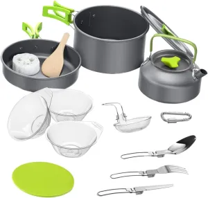 Camping Cooking Set Complete Aluminum Camping Cookware Propane Stove Ideal for Hiking Backpacking