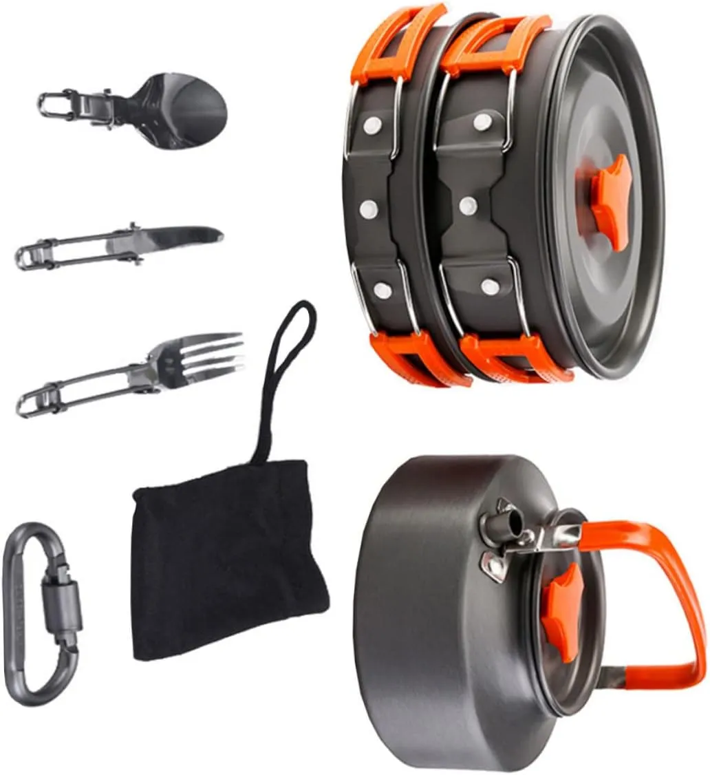Camping Cooking Utensils 3-piece Cooking Set Portable Pot Folding Pan Essential Camping Accessories for Outdoor Activities