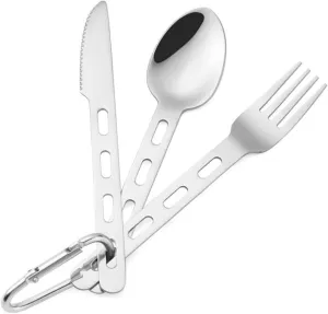 Camping Cookware 3-piece Set Stainless Steel Cutlery Kit Camping Silverware for Outdoor Use