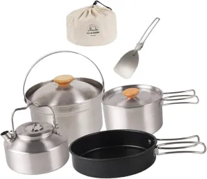 Camping Cookware Included Carry Bag Portable Folding Handle Pot Frying Pan Kettle Camping Cooking Set for Backpacking Kitchen