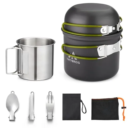 Camping Cookware Kit Backpacking, 0.33Gal Pots & 0.17Gal Pans Set