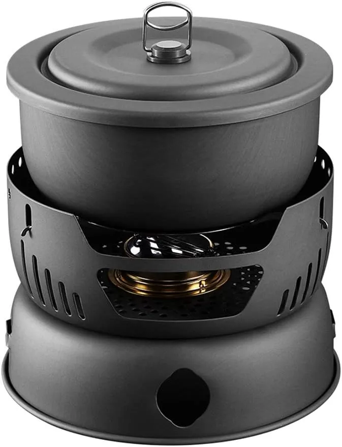 Camping Cookware Kit Nonstick Lightweight Stackable Cooking Pots and Pans with Mesh Set Bag for Backpacking Hiking and Picnic Pots & Pans